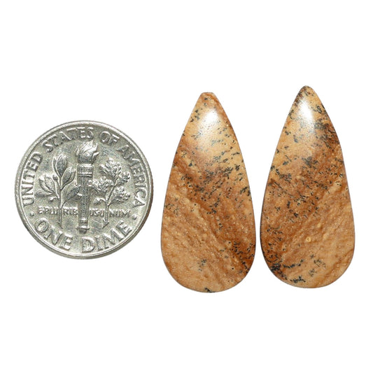 Picture Jasper Pair 12.1x25.7x3.5 mm Pear Shape Polished Gemstone LS130-07344