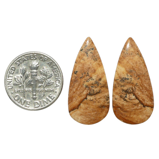 Picture Jasper Pair 12.5x26.2x3.5 mm Pear Shape Polished Gemstone LS130-07346