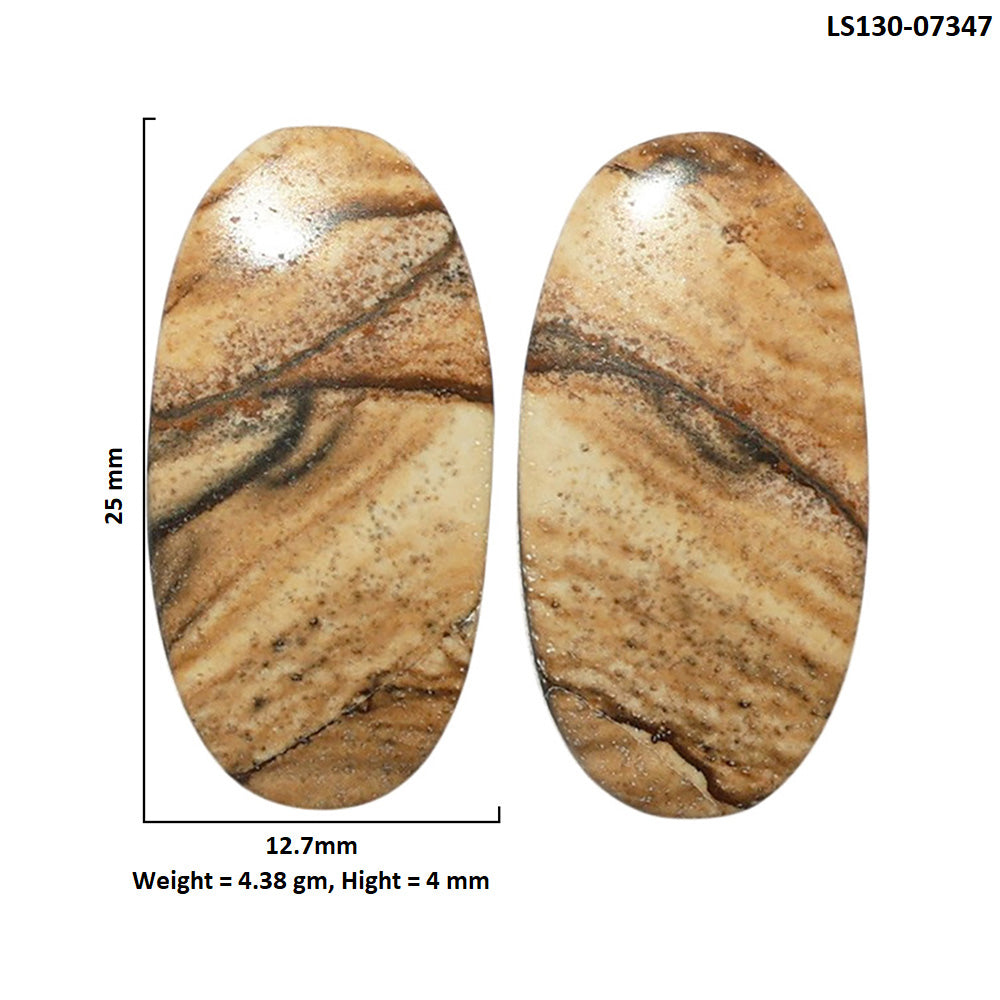 Picture Jasper Pair 12.7x25x4 mm Oval Shape Polished Gemstone LS130-07347