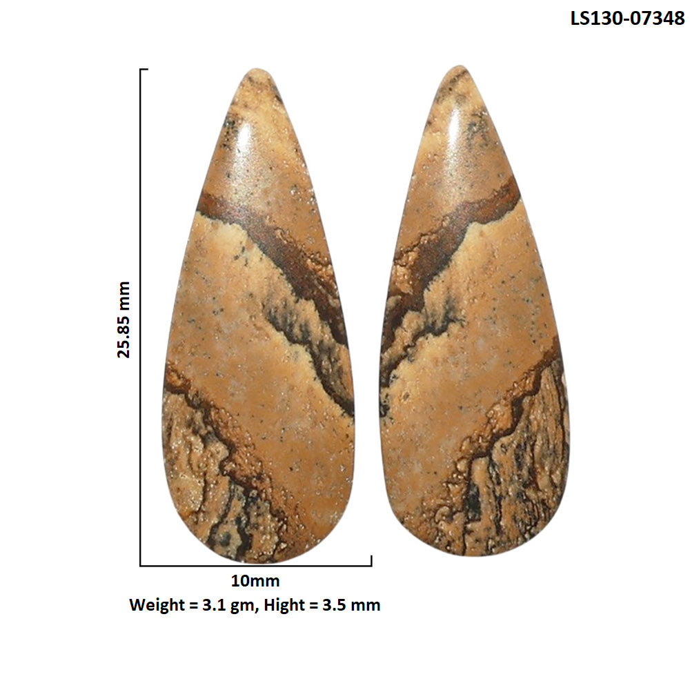 Picture Jasper Pair 10x25.85x3.5 mm Pear Shape Polished Gemstone LS130-07348