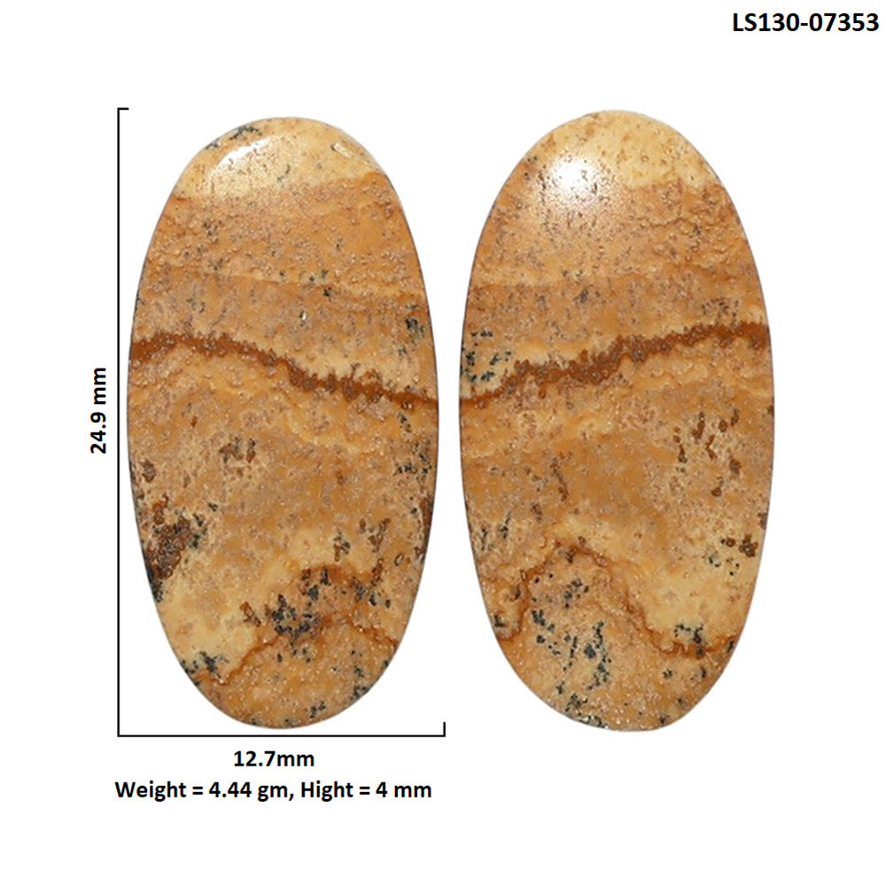 Picture Jasper Pair 12.7x24.9x4 mm Oval Shape Polished Gemstone LS130-07353