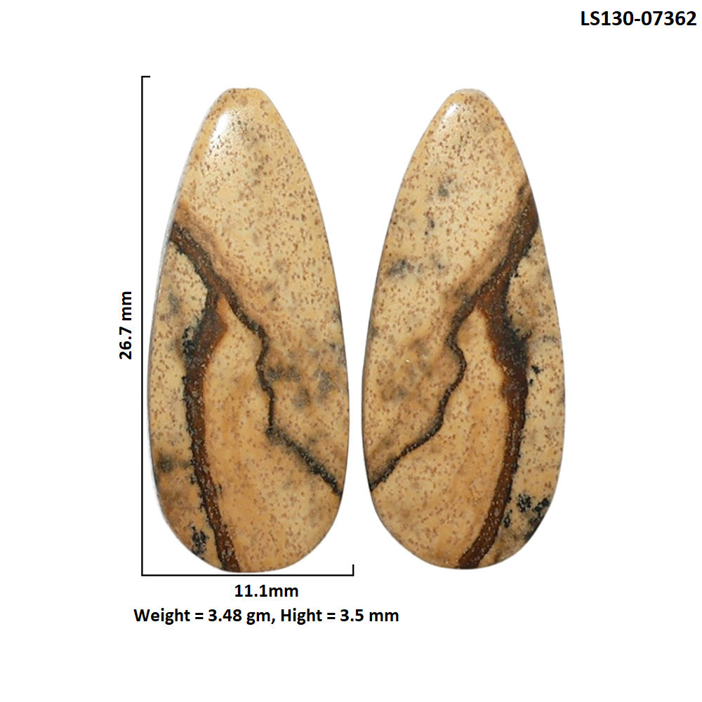 Picture Jasper Pair 11.1x26.7x3.5 mm Pear Shape Polished Gemstone LS130-07362