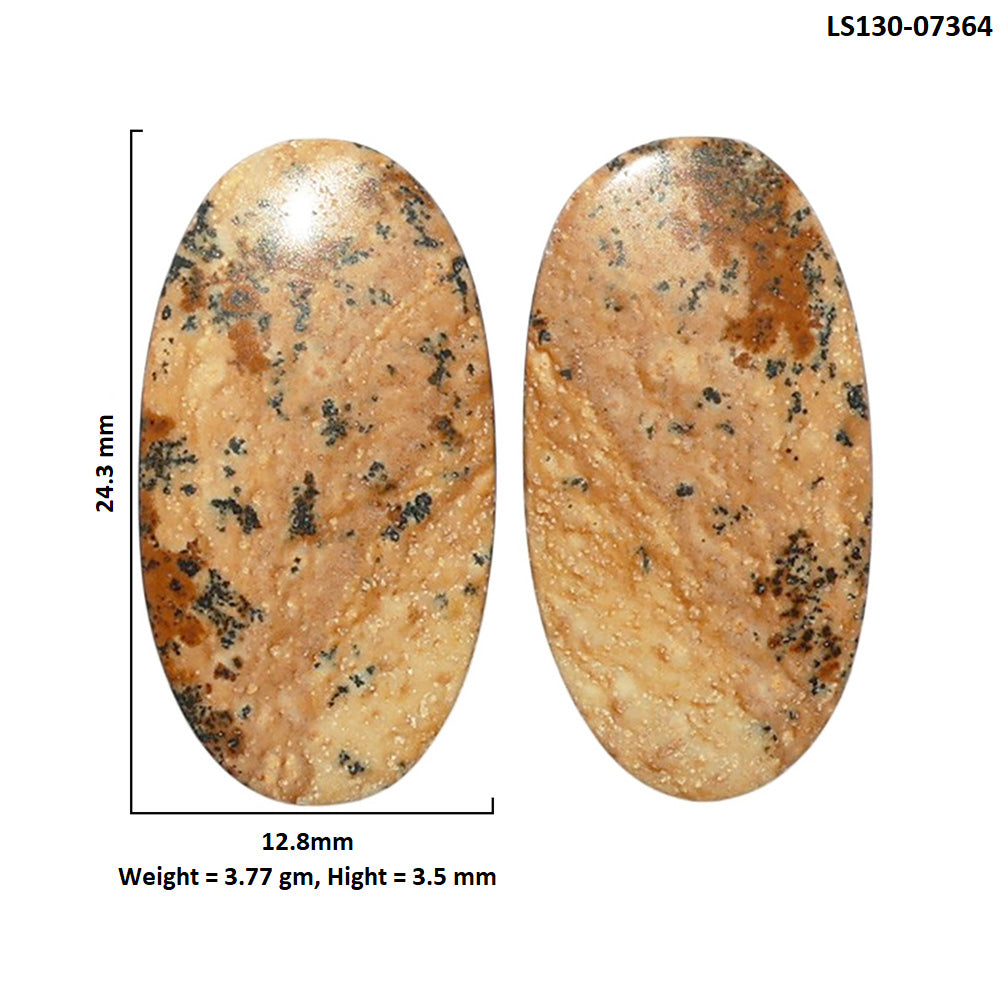 Picture Jasper Pair 12.8x24.3x3.5 mm Oval Shape Polished Gemstone LS130-07364