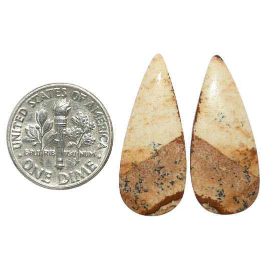Picture Jasper Pair 11.2x26.6x3.5 mm Pear Shape Polished Gemstone LS130-07366