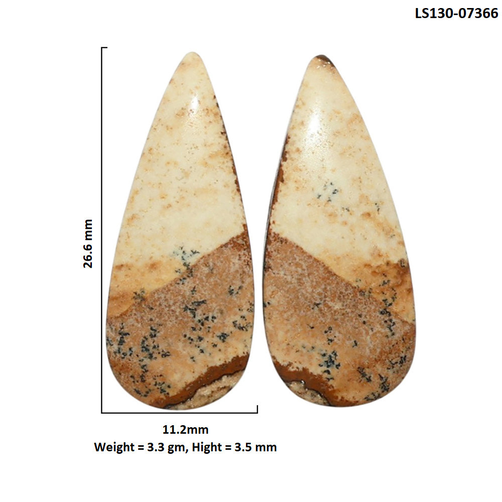 Picture Jasper Pair 11.2x26.6x3.5 mm Pear Shape Polished Gemstone LS130-07366