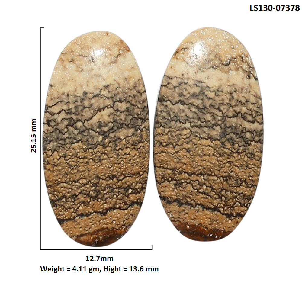 Picture Jasper Pair 12.7x25.15x13.6 mm Oval Shape Polished Gemstone LS130-07378