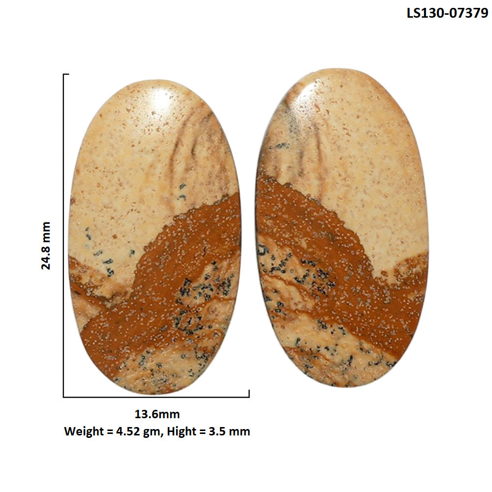 Picture Jasper Pair 13.6x24.8x3.5 mm Oval Shape Polished Gemstone LS130-07379