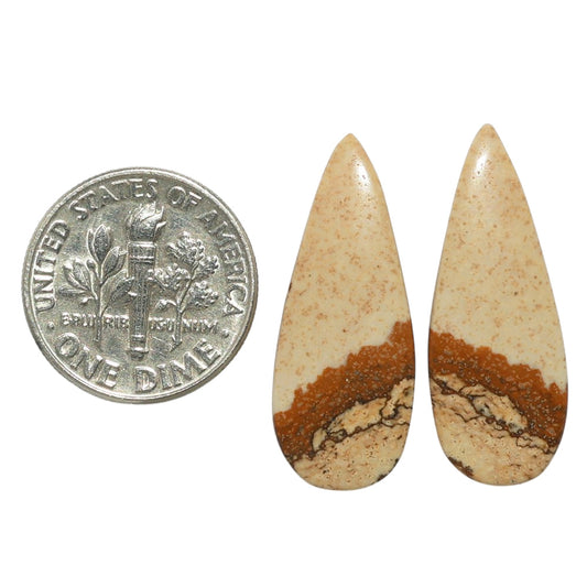 Picture Jasper Pair 10.5x26.8x3.5 mm Pear Shape Polished Gemstone LS130-07380
