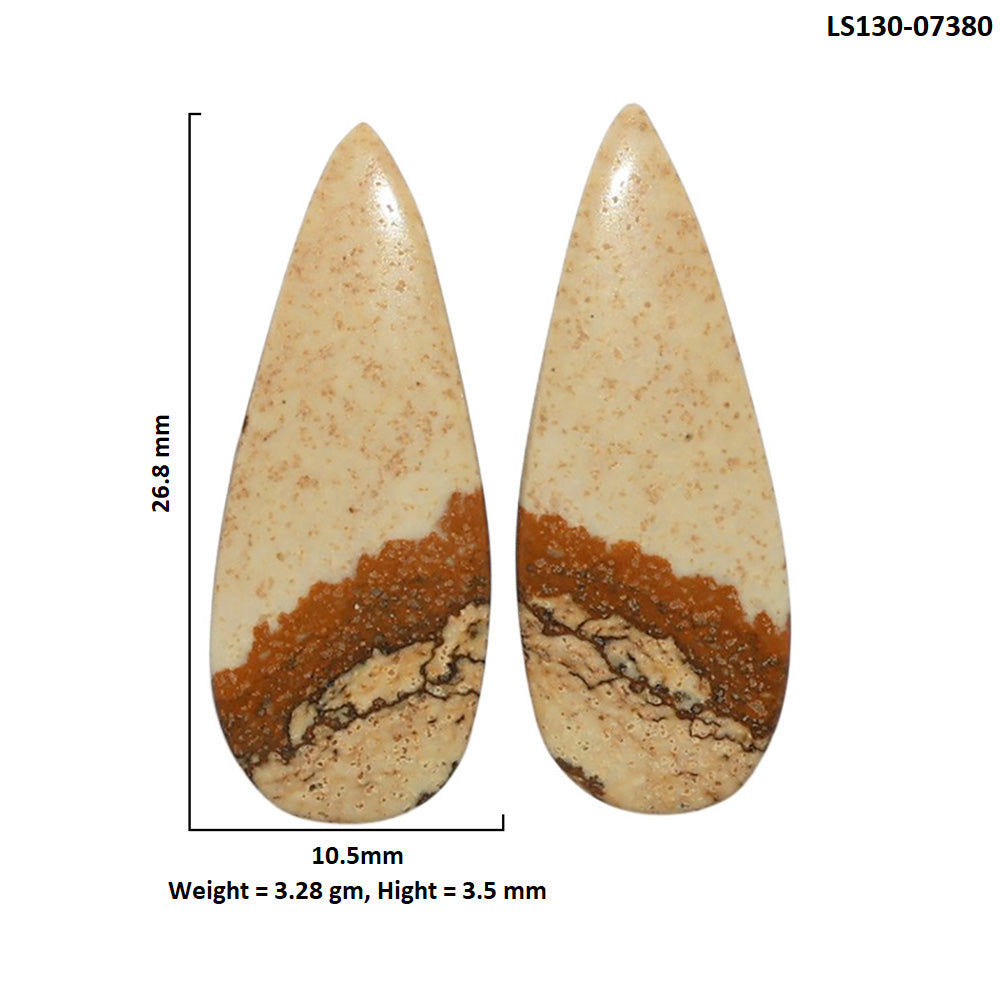 Picture Jasper Pair 10.5x26.8x3.5 mm Pear Shape Polished Gemstone LS130-07380