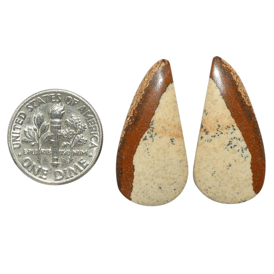 Picture Jasper Pair 13.3x27.2x4 mm Pear Shape Polished Gemstone LS130-07381