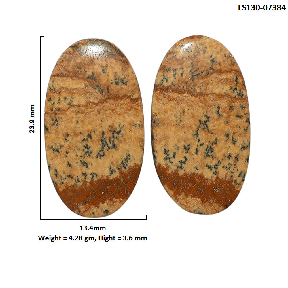 Picture Jasper Pair 13.4x23.9x3.6 mm Oval Shape Polished Gemstone LS130-07384