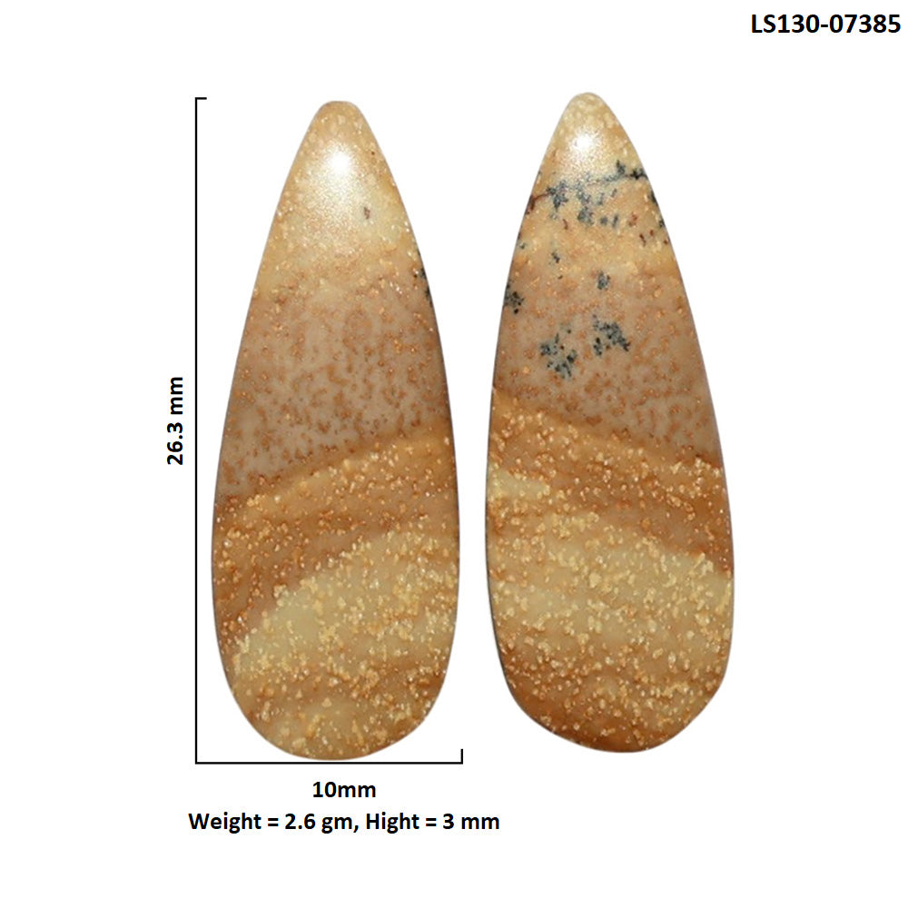 Picture Jasper Pair 10x26.3x3 mm Pear Shape Polished Gemstone LS130-07385