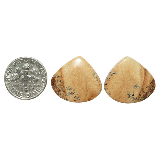 Picture Jasper Pair 19.1x21x3.7 mm Heart Shape Polished Gemstone LS130-07389