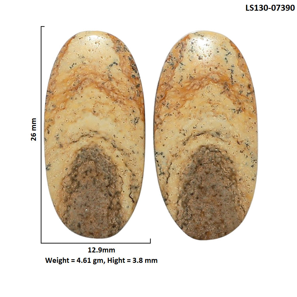 Picture Jasper Pair 12.9x26x3.8 mm Oval Shape Polished Gemstone LS130-07390