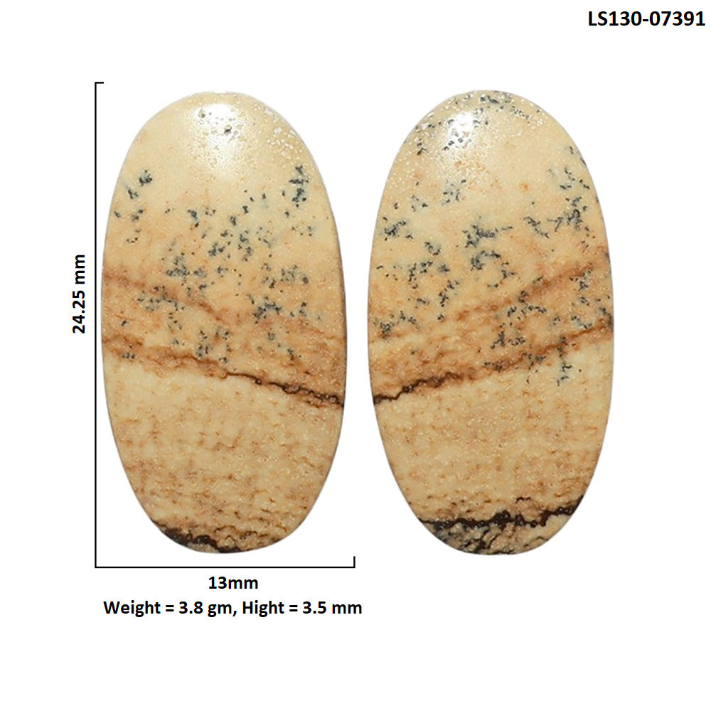Picture Jasper Pair 13x24.25x3.5 mm Oval Shape Polished Gemstone LS130-07391