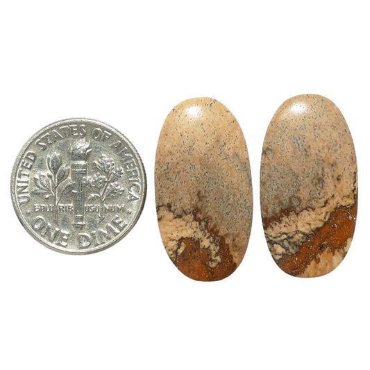 Picture Jasper Pair 12.7x23.7x4 mm Oval Shape Polished Gemstone LS130-07393