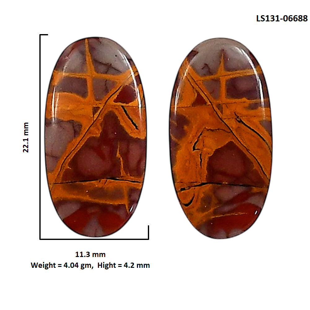 Noreena Jasper Pair 11.3x22.1x4.2 mm Oval Shape Polished Gemstone LS131-06688