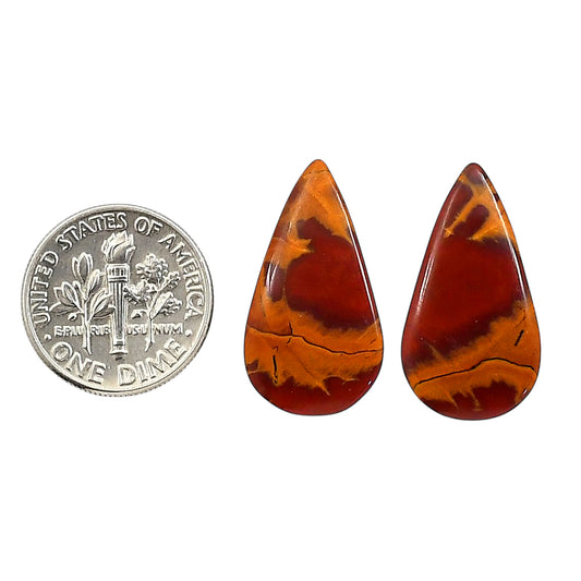Noreena Jasper Pair 13x23.8x4 mm Pear Shape Polished Gemstone LS131-06693