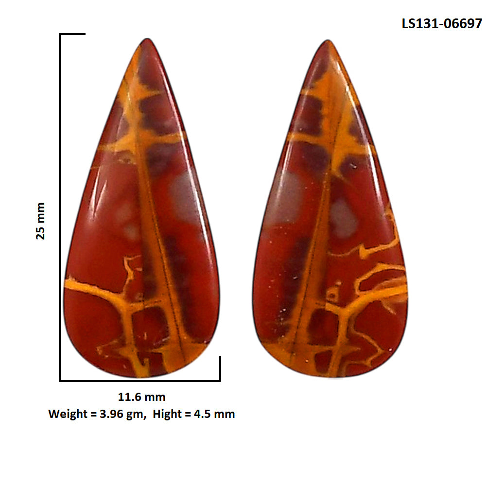 Noreena Jasper Pair 11.6x25x4.5 mm Pear Shape Polished Gemstone LS131-06697