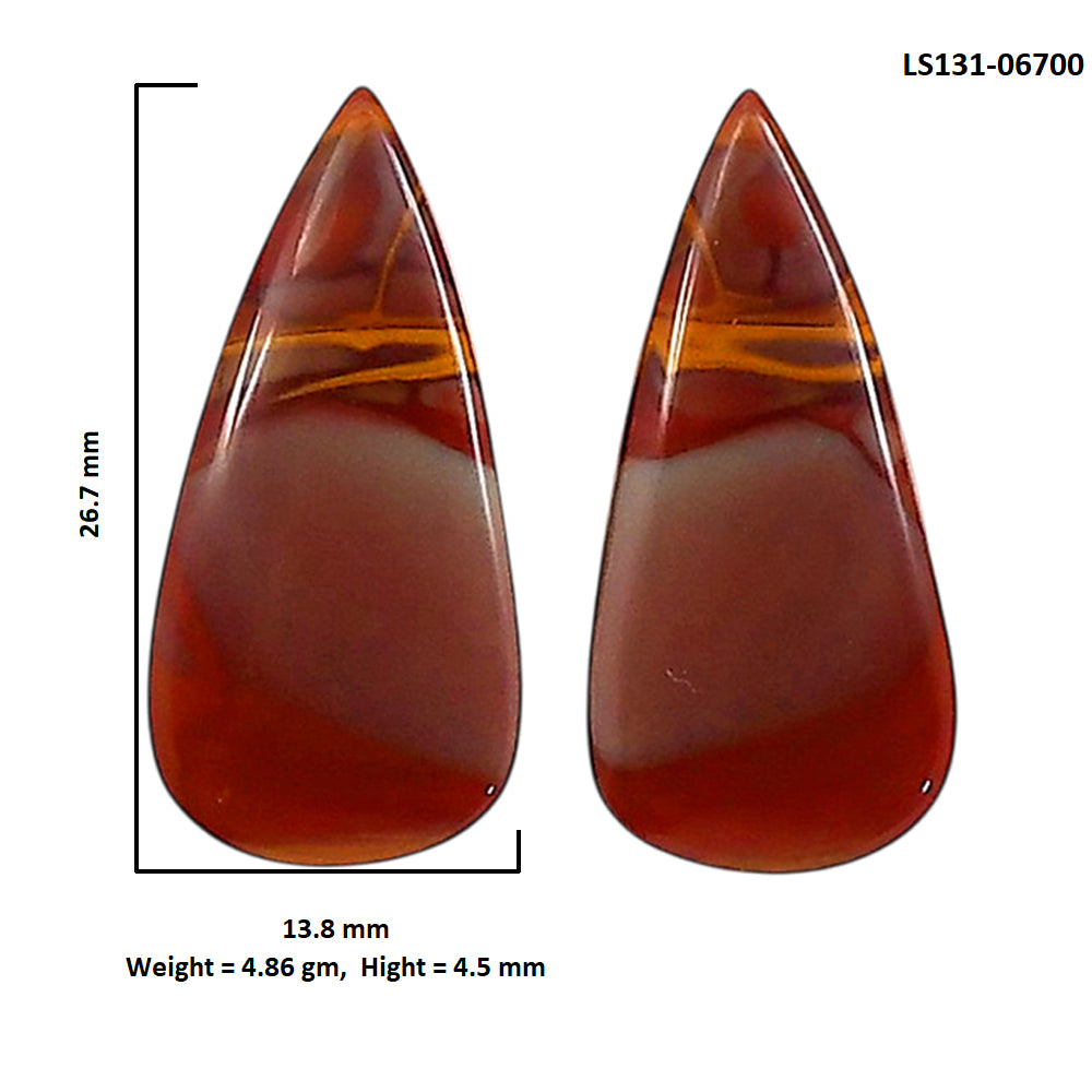 Noreena Jasper Pair 13.8x26.7x4.5 mm Pear Shape Polished Gemstone LS131-06700
