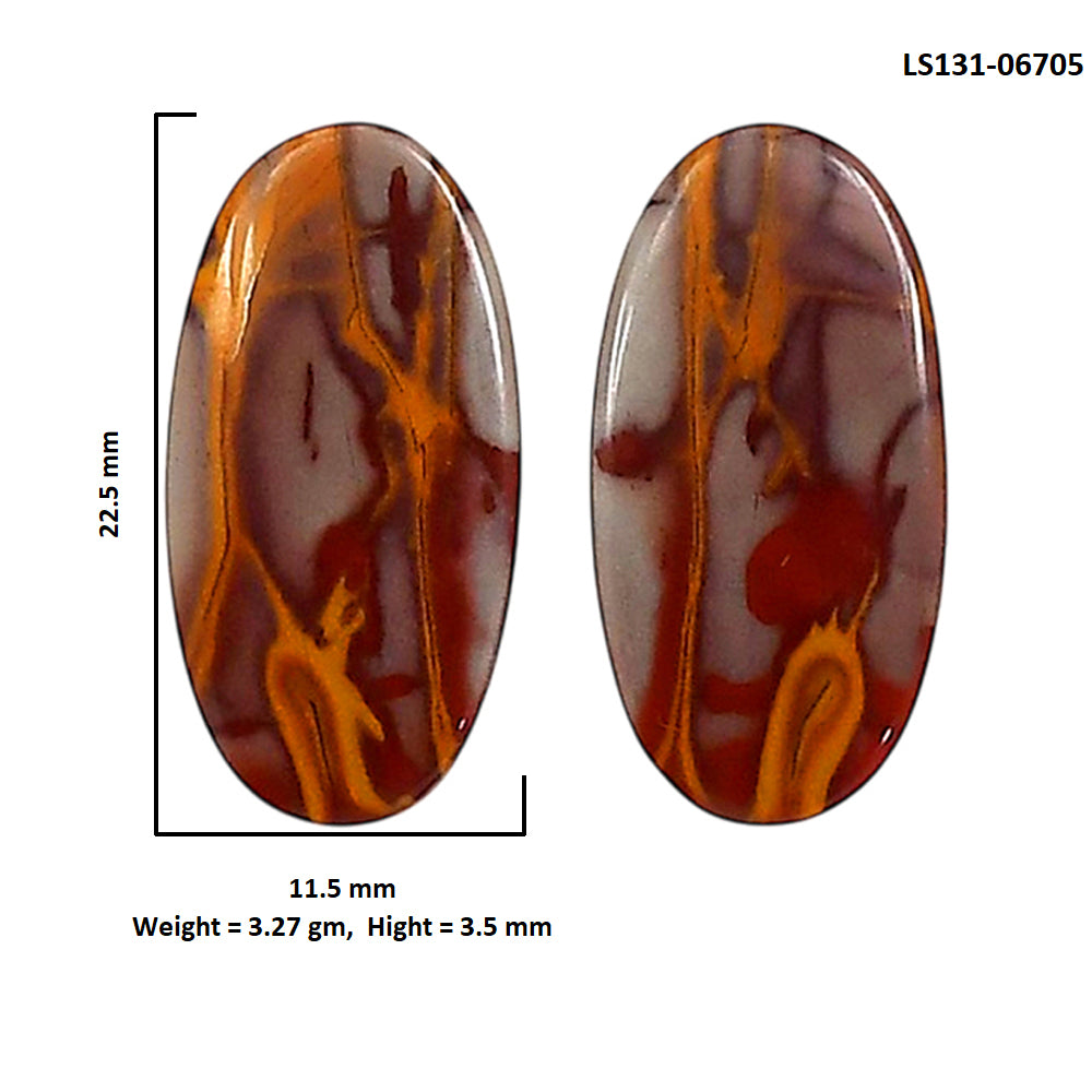 Noreena Jasper Pair 11.5x22.5x3.5 mm Oval Shape Polished Gemstone LS131-06705