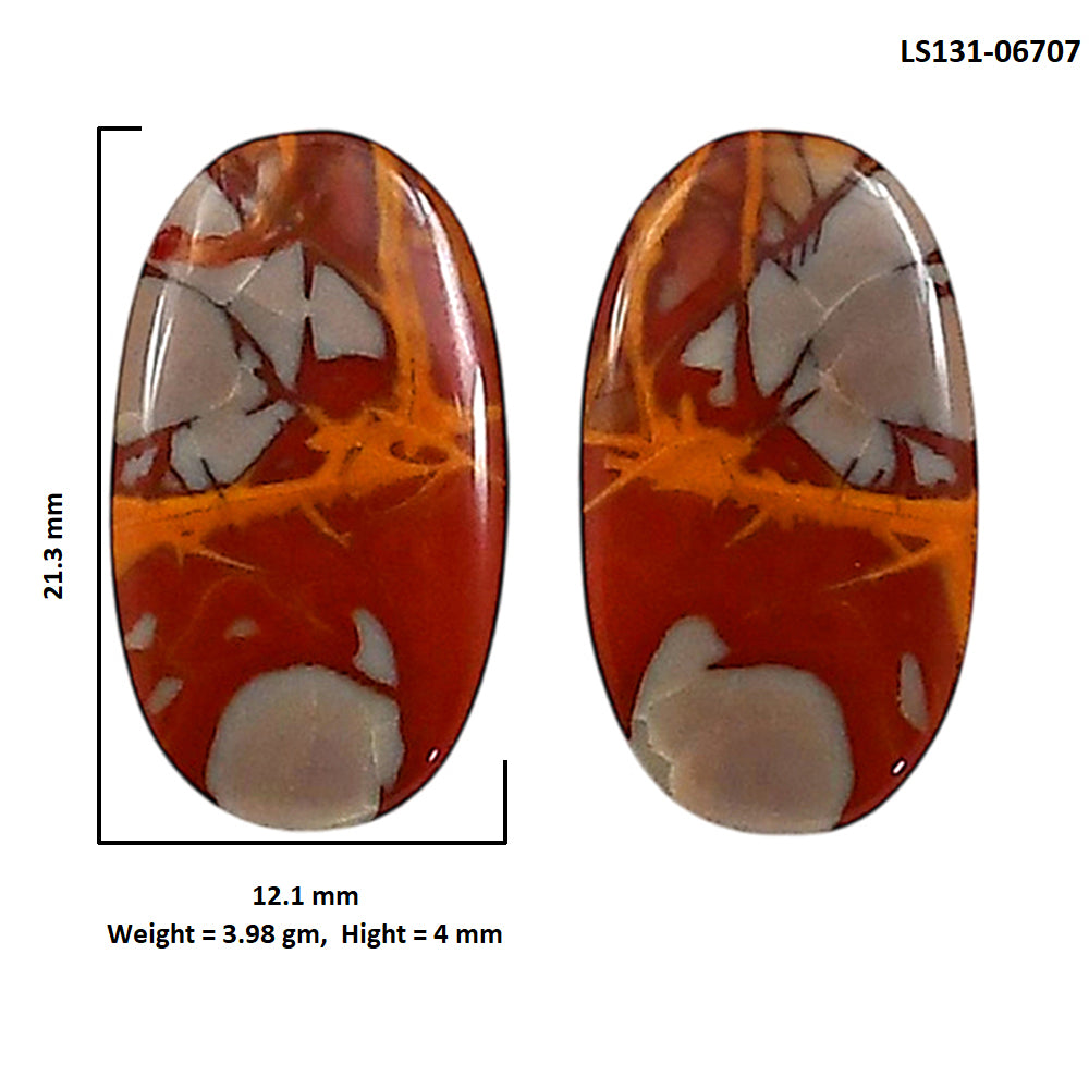 Noreena Jasper Pair 12.1x21.3x4 mm Oval Shape Polished Gemstone LS131-06707