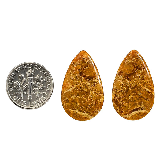 Plume Agate Pair 13x23x4 mm Pear Shape Polished Gemstone LS132-06719
