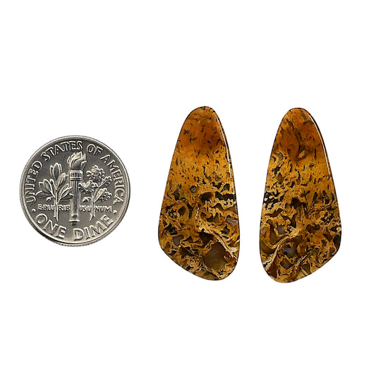 Plume Agate Pair 13.2x28.2x4 mm Fancy Shape Polished Gemstone LS132-06721