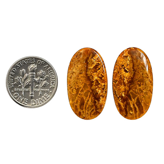 Plume Agate Pair 14x24.6x4 mm Oval Shape Polished Gemstone LS132-06727