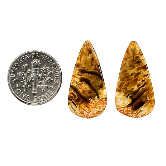 Plume Agate Pair 12.8x25x4.3 mm Pear Shape Polished Gemstone LS132-06730