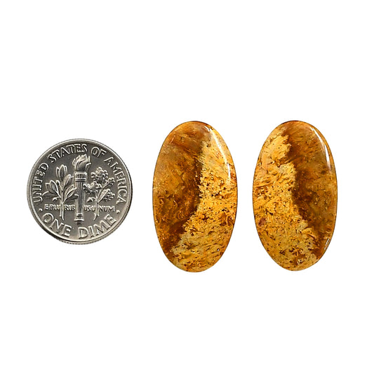 Plume Agate Pair 14.3x25.3x4 mm Oval Shape Polished Gemstone LS132-06734