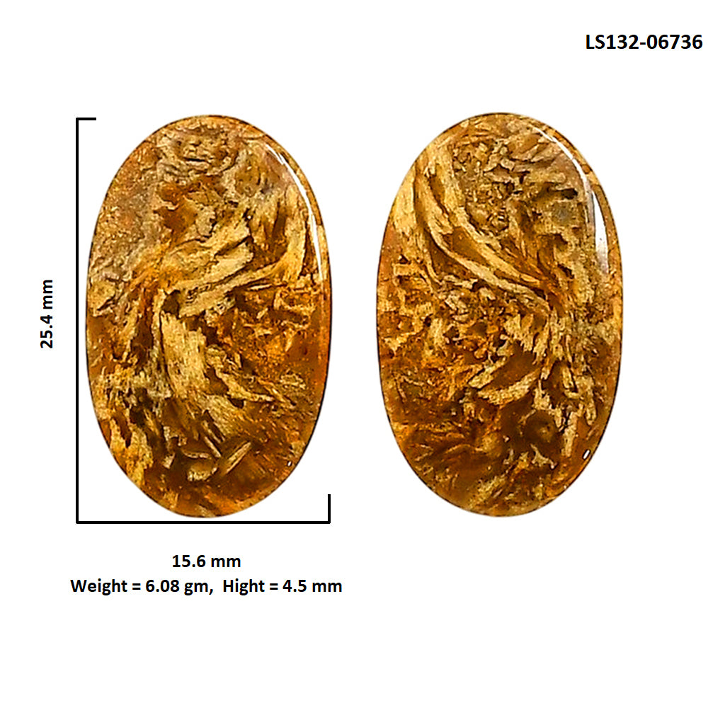 Plume Agate Pair 15.6x25.4x4.5 mm Oval Shape Polished Gemstone LS132-06736