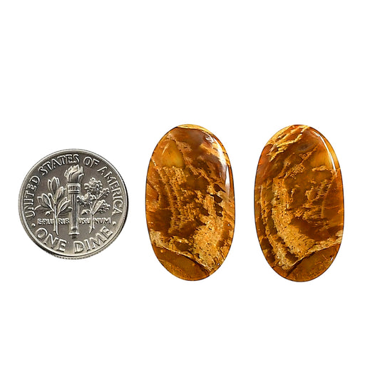 Plume Agate Pair 14.5x25.25x4.5 mm Oval Shape Polished Gemstone LS132-06737
