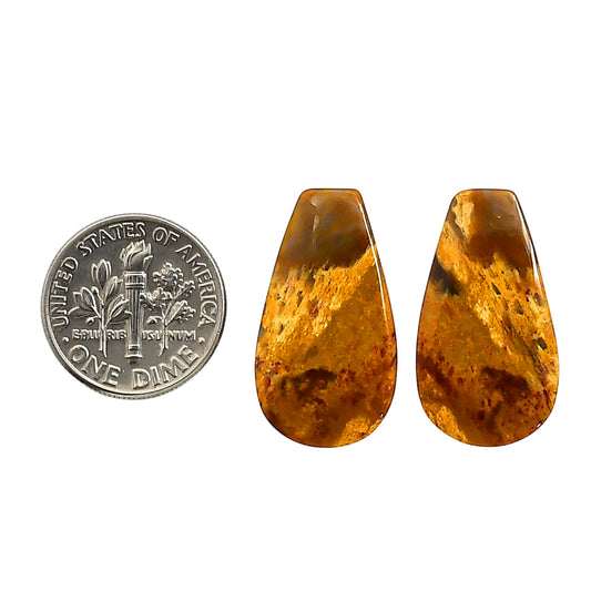 Plume Agate Pair 13.7x24.7x4 mm Fancy Shape Polished Gemstone LS132-06738