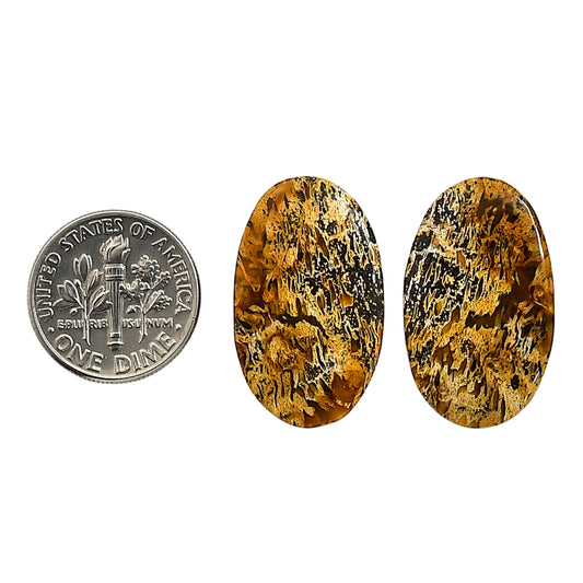 Plume Agate Pair 15.5x25.7x4 mm Oval Shape Polished Gemstone LS132-06741