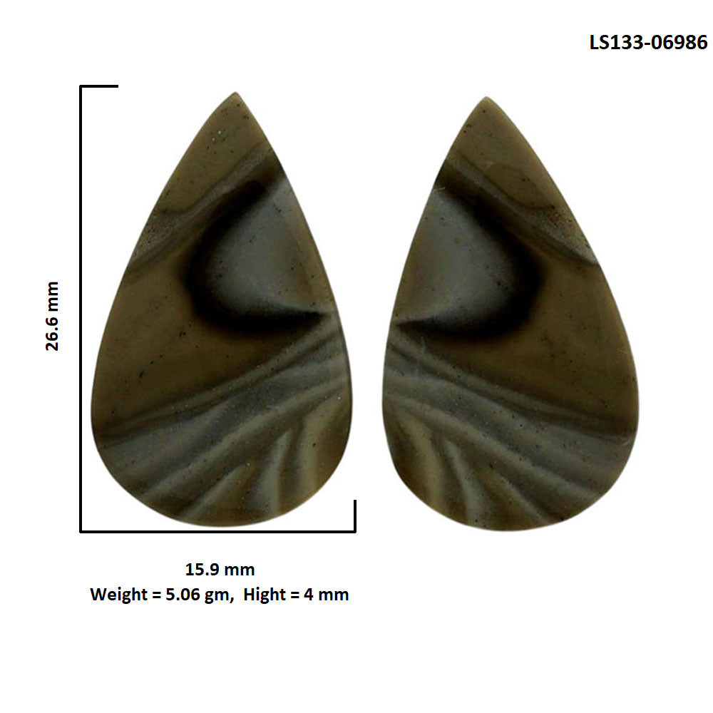 Flint Stone Pair 15.9x26.6x4 mm Pear Shape Polished Gemstone LS133-06986