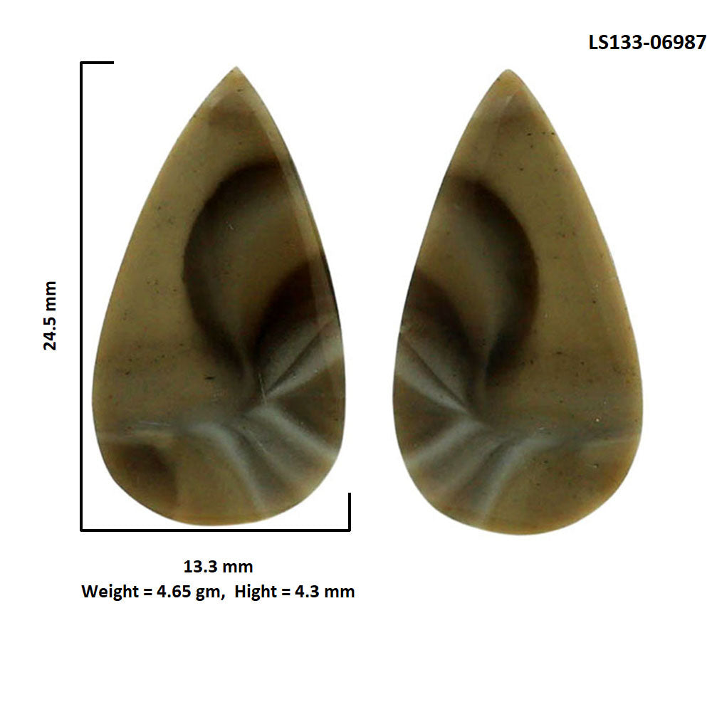 Flint Stone Pair 13.3x24.5x4.3 mm Pear Shape Polished Gemstone LS133-06987