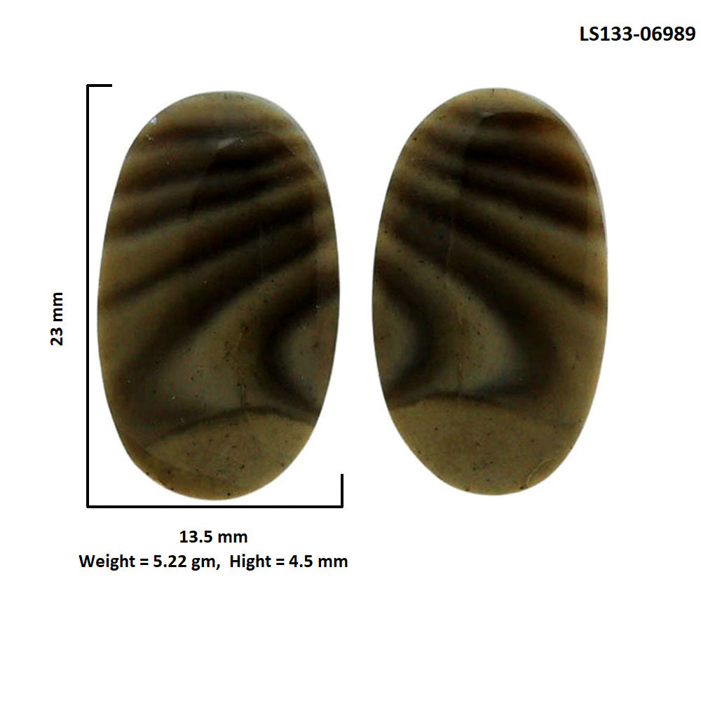 Flint Stone Pair 13.5x23x4.5 mm Oval Shape Polished Gemstone LS133-06989
