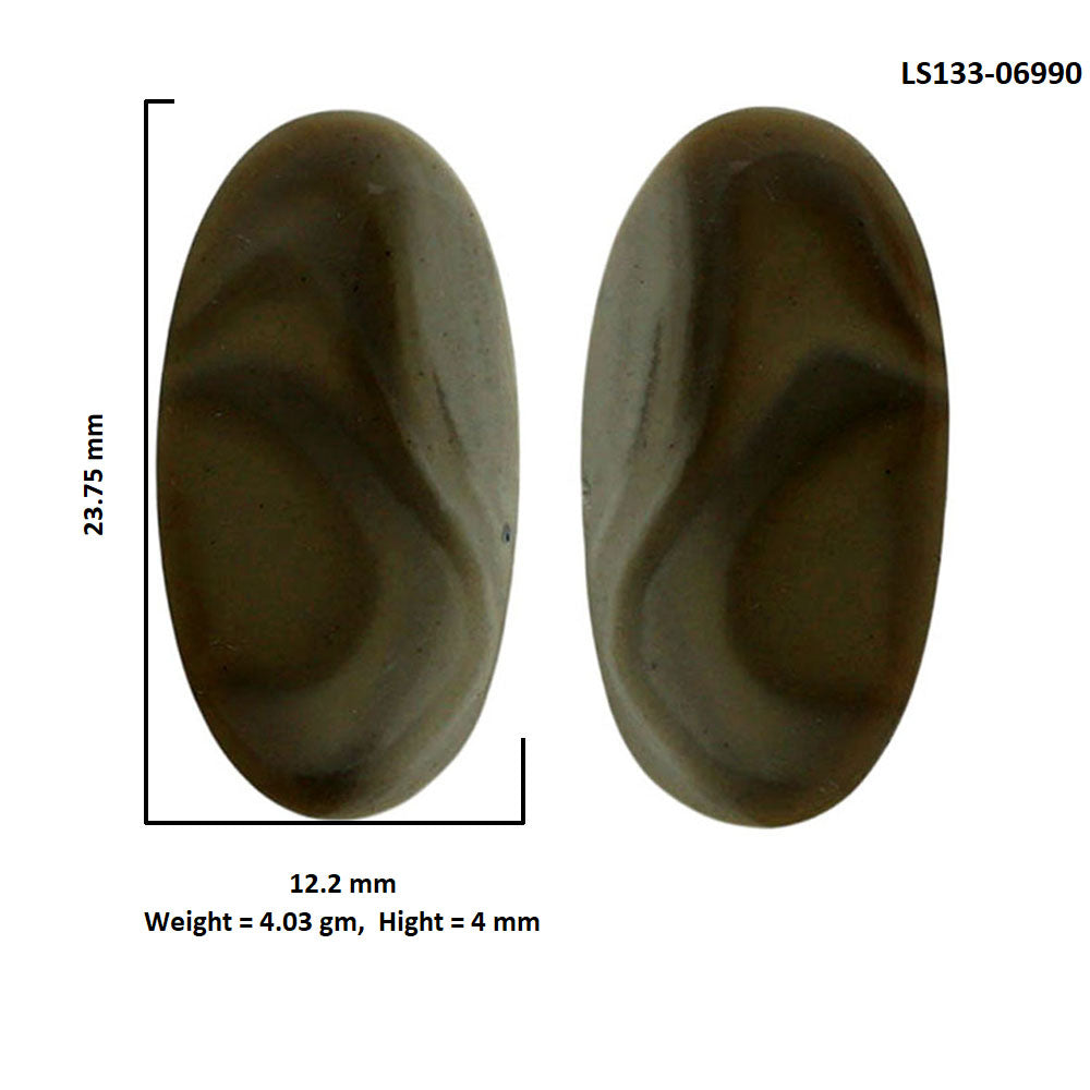 Flint Stone Pair 12.2x23.75x4 mm Oval Shape Polished Gemstone LS133-06990