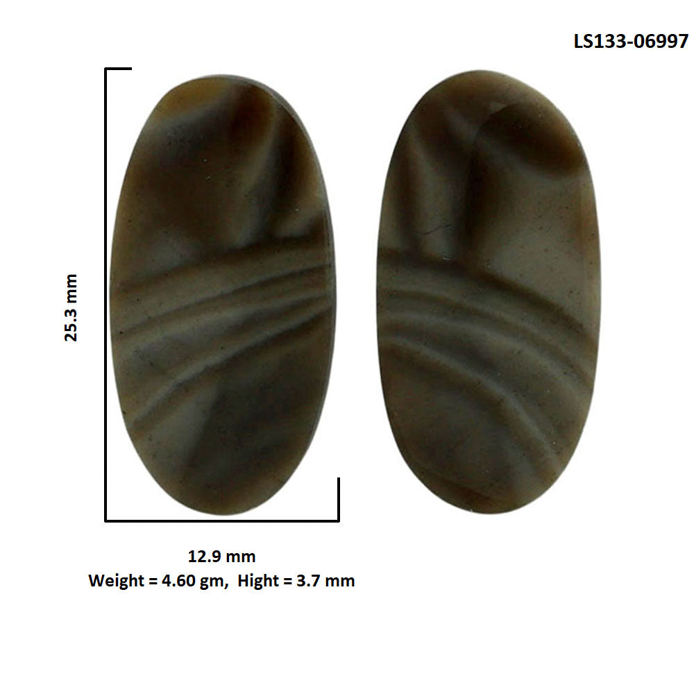 Flint Stone Pair 12.9x25.3x3.7 mm Oval Shape Polished Gemstone LS133-06997