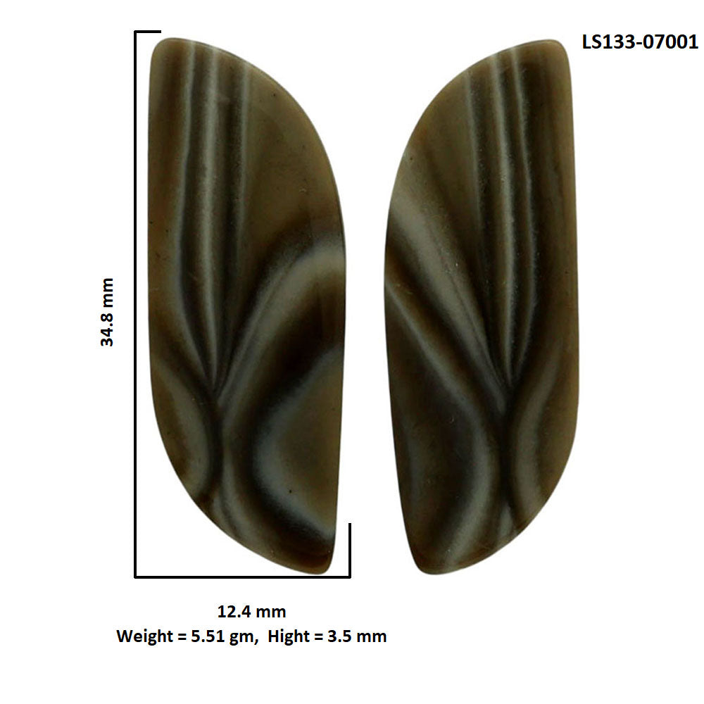 Flint Stone Pair 12.4x34.8x3.5 mm Fancy Shape Polished Gemstone LS133-07001