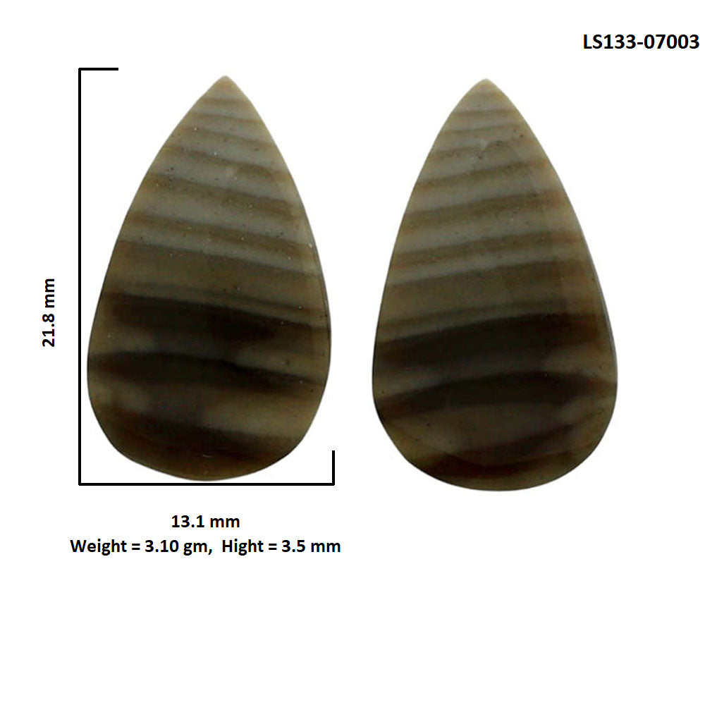 Flint Stone Pair 13.1x21.8x3.5 mm Pear Shape Polished Gemstone LS133-07003