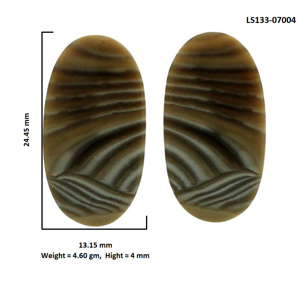 Flint Stone Pair 13.15x24.45x4 mm Oval Shape Polished Gemstone LS133-07004
