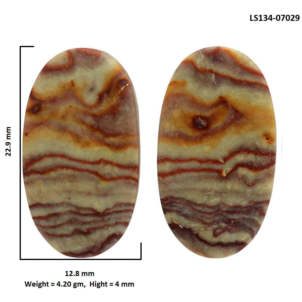 Wave Dolomite Pair 12.8x22.9x4 mm Oval Shape Polished Gemstone LS134-07029