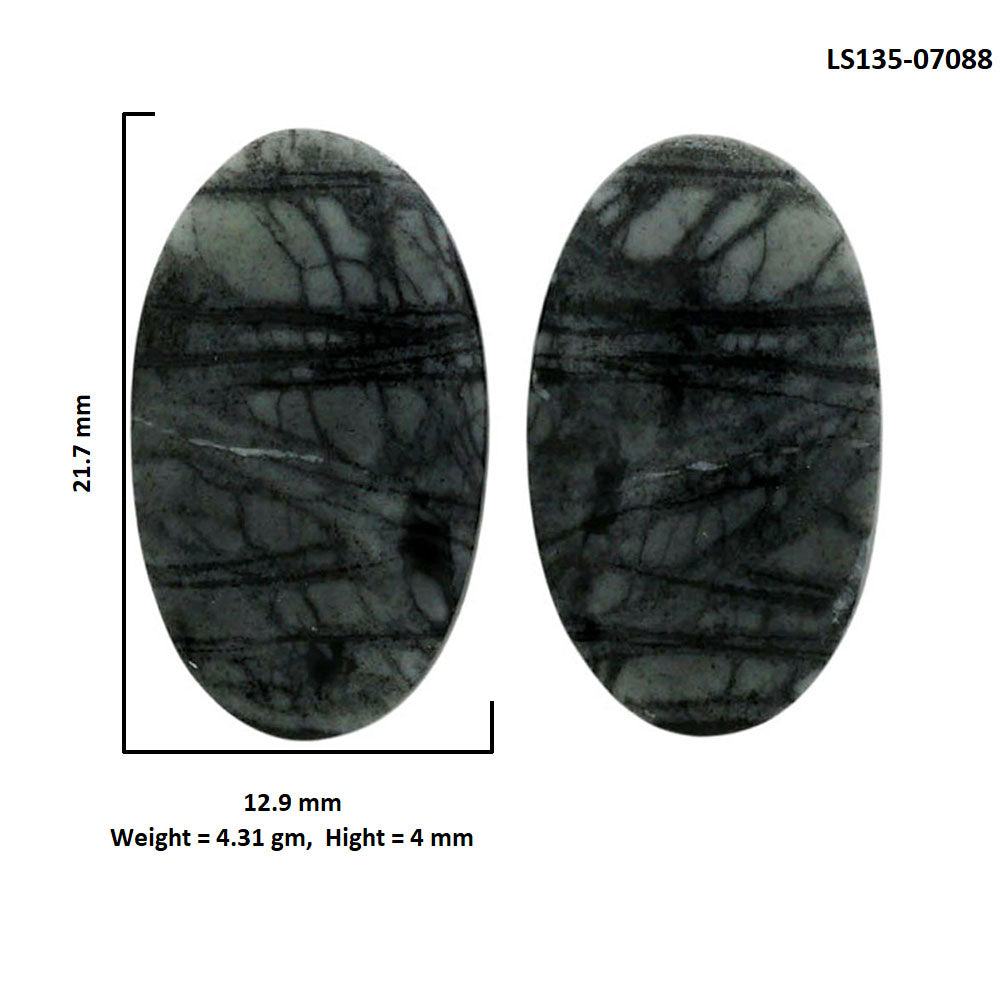 Picasso Jasper Pair 12.9x21.7x4 mm Oval Shape Polished Gemstone LS135-07088