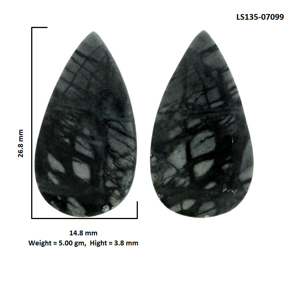 Picasso Jasper Pair 14.8x26.8x3.8 mm Pear Shape Polished Gemstone LS135-07099