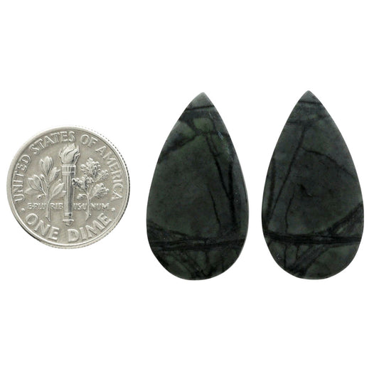 Picasso Jasper Pair 14.7x27x3.5 mm Pear Shape Polished Gemstone LS135-07101