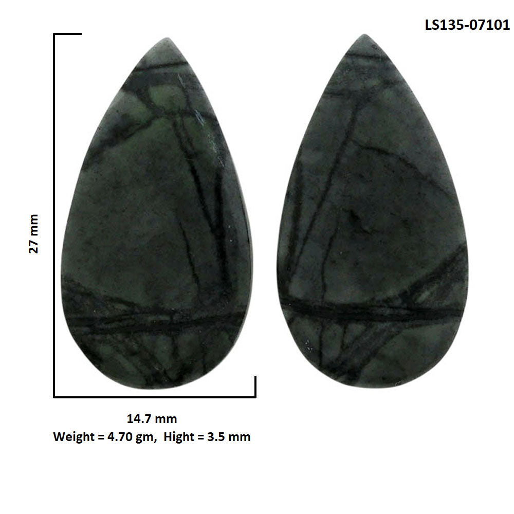 Picasso Jasper Pair 14.7x27x3.5 mm Pear Shape Polished Gemstone LS135-07101