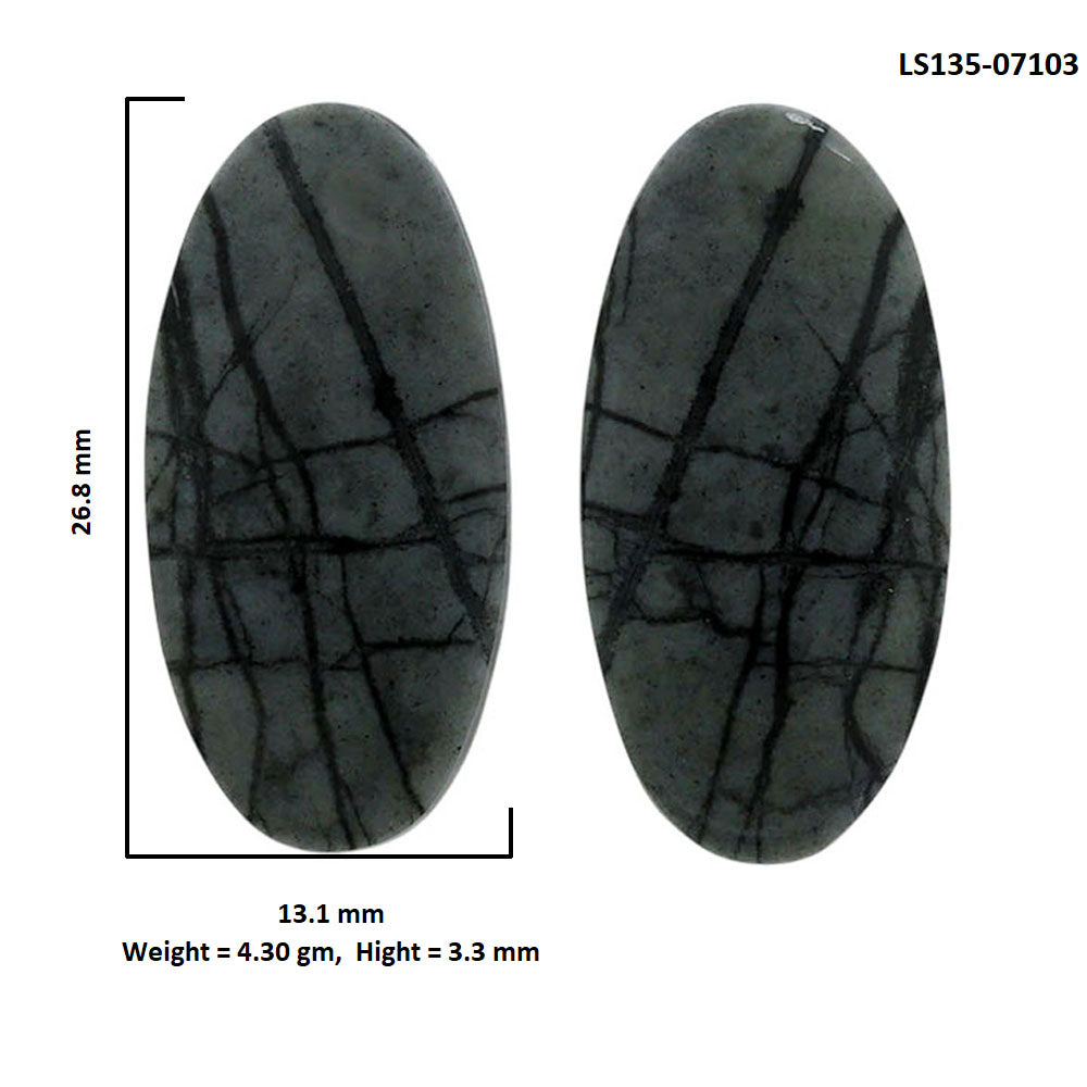 Picasso Jasper Pair 13.1x26.8x3.3 mm Oval Shape Polished Gemstone LS135-07103