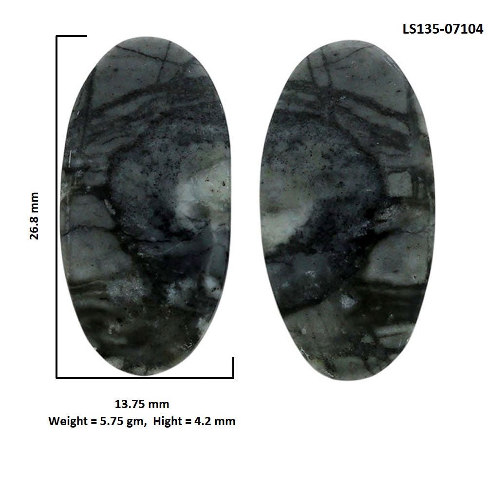 Picasso Jasper Pair 13.75x26.8x4.2 mm Oval Shape Polished Gemstone LS135-07104